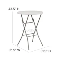 Hochwertige 80cm Hohe Bankett- und Party-Stehbistrotische Weiße Runde Klappbare Cocktailtische aus Kunststoff für Veranstaltungen