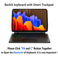 Özel dil kablosuz arkadan aydınlatmalı TrackPad Samsung klavye Galaxy Tab S7 + S7 artı 12.4 SM-T970 SM-T975 T976B sihirli klavye