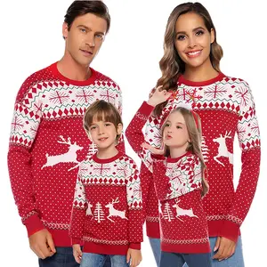 Новый рождественский жаккардовый свитер на заказ, свитер с оленем для родителей и детей, детские свитера для мальчиков и девочек