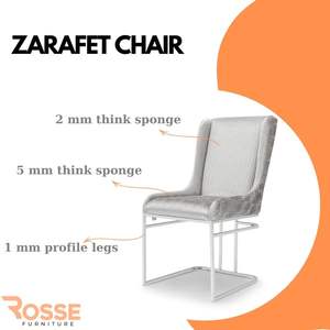 Silla de Comedor de Lujo Zarafet, Patas de Acero Inoxidable Cromadas, Tapizada, Diseño Moderno, Muebles para el Hogar, Turquía - Product Image 3