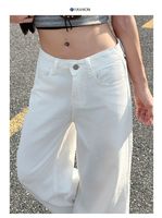 Nouveau style 2026 – Jean droit blanc ample et confortable pour femme, taille mi-haute élastique, coupe décontractée, en denim