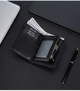 Portefeuille Baellerry pour homme en cuir PU, poche avant, petit portefeuille fin à fermeture éclair, portefeuille d'affaires pour homme, porte-cartes multiples, porte-monnaie - Product Image 4