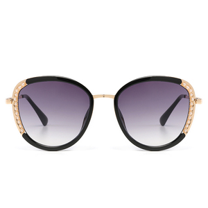 New Coming Pearl Fashion Women <b>Sunglasses</b> with Stainless Frame Mirror Lenses in Smoke/Ice <b>Blue</b> Acrylic Any Color - Product Image 3