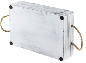Caisses en bois patinées de Style ferme campagnarde bacs de rangement en bois blanc caisse en bois avec poignées de corde rustiques - Product Image 6