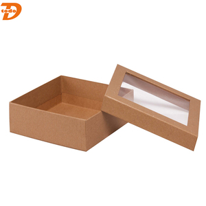 Tái chế thân thiện với môi tùy chỉnh trang trí cứng nhắc sọc Kraft Hộp quà tặng giấy với cửa sổ rõ ràng - Product Image 2