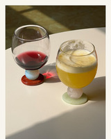Tasse en verre transparente avec pierres précieuses artificielles de luxe légères, boule ronde colorée, tasse en verre de couleur contrastante