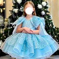 Robe de Soirée Élégante pour Filles avec Nœud en Paillettes, Robe de Princesse en Tulle pour Mariage, Demoiselles d'honneur, Bal de Promo, Anniversaire et Soirée