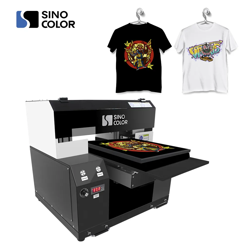 SinoColor A3 A2 boyutu 30*40 cm 2 dakika için bir T-shirt 2400dpi giysi doğrudan T Shirt BASKI MAKİNESİ DTG yazıcı