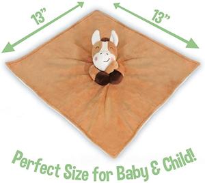 Muñeco de caballo de peluche de 13x13 pulgadas, muñeco de caballo de peluche suave para regalo de <span class=keywords><strong>recién</strong></span> nacido, manta de seguridad para bebé - Product Image 2