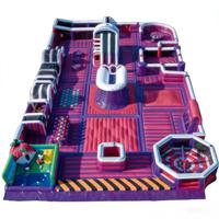 Parcours d'obstacles gonflable commercial en PVC écologique pour adultes : jeu de défi et aire de jeux personnalisable en couleurs