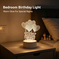 Lampe à illusion 3D Joyeux Anniversaire, 7 couleurs, interrupteur tactile, veilleuse LED en acrylique, décoration de fête d'anniversaire, cadeau pour enfants et amis