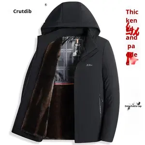 Automne hiver décontracté doublé polaire veste pour papa et grand-père épaissi col montant manteau chaud coton vêtements pour hommes-vente en gros - Product Image 5