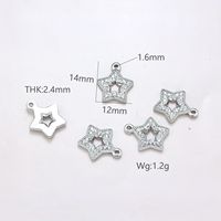 Pendentifs Étoile à Cinq Branches en Acier Inoxydable pour Bijoux, Strass, Incrustation DIY Tendance pour Bracelets et Colliers