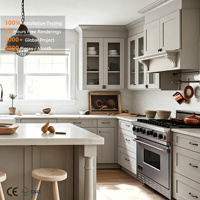 Ensemble d'îlots de cuisine modulaires de style farmhouse personnalisés avec évier, construction en bois écologique, finition laquée, pièces de rechange gratuites