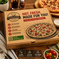 Boîtes à pizza personnalisées imprimées en papier kraft ondulé, en gros, écologiques, pour la livraison de pizzas, restaurants, vente en gros