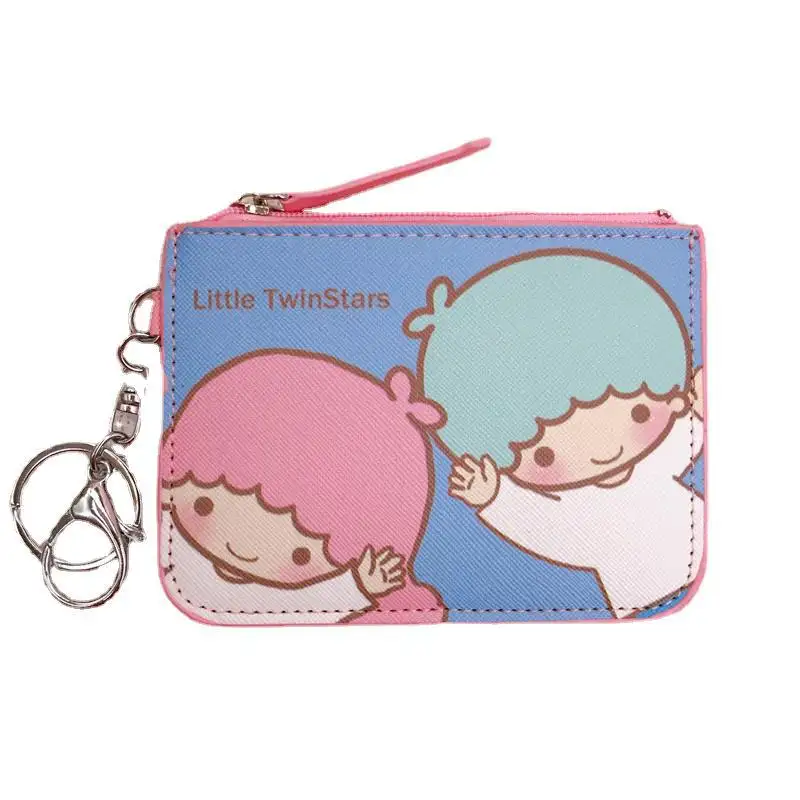 HWL 101367 Creative Sanrio Wallet Card Holder Multifunctional Storage Bag Melody Kuromi Leather Coin Purse Keychain