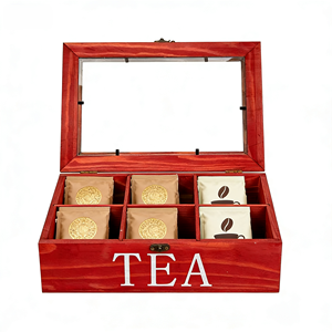 กล่องชาไม้ไผ่แบบมีหน้าต่างใส 9 ช่อง พร้อมตัวเลือกปรับแต่งสีได้หลากหลาย กล่องเก็บชา กล่องจัดระเบียบชา Teedose Teebox Theedoos - Product Image 1