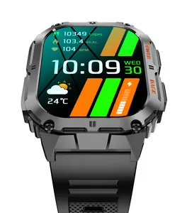 K61Pro spor akıllı saat erkekler için açık IP68 su geçirmez Bluetooth pusula izle 1.96 inç spor izci Smartwatch