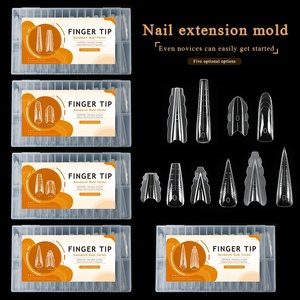 Nuevo Kit <span class=keywords><strong>de</strong></span> 140 <span class=keywords><strong>Uñas</strong></span> Postizas <span class=keywords><strong>de</strong></span> Cristal con Borde <span class=keywords><strong>de</strong></span> Mariposa, Moldes Duales para <span class=keywords><strong>Uñas</strong></span> Acrílicas, Práctica <span class=keywords><strong>de</strong></span> Extensión Rápida, Herramienta Reutilizable para Moldear <span class=keywords><strong>Uñas</strong></span> - Product Image 1