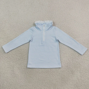 Polo à manches longues rayé assorti frère-sœur, chemise à demi-zip pour garçons et filles - Product Image 6