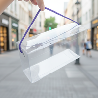 Boîtes cadeaux transparentes en PVC avec poignées, matériaux recyclés, boîte cadeau en PVC personnalisable avec poignée