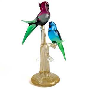 Sculpture de couple de perroquets en verre soufflé à la main, vase de table moderne en cristal, forme irrégulière, décoration artistique, écologique, haute qualité - Product Image 5