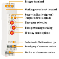 Relay Timer Multifungsi 16A Tipe 0.1 Detik - 10 Hari dengan 10 Pilihan Fungsi AC DC 12V-240V 250VAC Relay Waktu Din Rail EAMT1