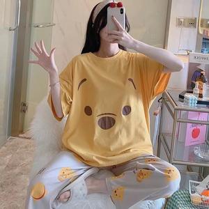 Pajamas Women's Summer Breathable Korean Style Cute Full Length Thin 2025 Loose Home Clothes Set Large Size Cartoon - Product Image 2