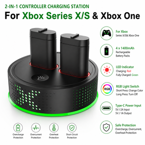 Station de charge de batterie avec contrôleur d'éclairage RGB <span class=keywords><strong>2</strong></span> en 1 avec batterie Ni-MH pour Xbox Series X/S et Xbox One - Product Image 1