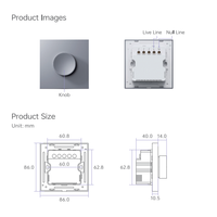 Interrupteur rotatif intelligent à intensité variable 100-240V BT5.0 SIG Mesh avec fil neutre pour LED, contrôle de luminosité et température de couleur (CCT) mural SQ