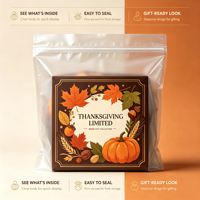Sac plat refermable en BOPP transparent givré pour Thanksgiving, étanche, mat, de qualité alimentaire, pour emballage cadeau et enveloppe extérieure