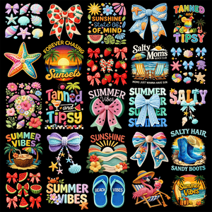 Estampados DTF de Plastisol con Diseño 'Hello Summer Vibes', Transferencias Termoadhesivas, Apliques Personalizados, Pegatinas Termoadhesivas <span class=keywords><strong>para</strong></span> Camisetas, Bolsas y Zapatos, Venta al por Mayor - Product Image 4