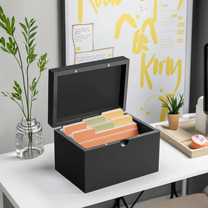 Màu Đen Chỉ Số Bằng Gỗ Thẻ Tổ Chức Hộp Với <span class=keywords><strong>45</strong></span> Ngăn Flashcard Notecard Chủ Sở Hữu Cho Văn Phòng Nhà Lưu Trữ - Product Image 2