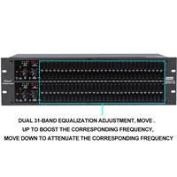 Ecualizador Doble Profesional Anti-Howling Biner D225 de 31 Segmentos para Actuaciones en Escenario y KTV