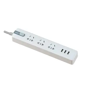 Seebest 3-pin Plug 3.1A USB Port Socket White Color Power Strip Electric Extension Socket With Extension Electric cord