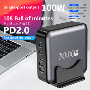 Station de charge rapide multi-ports 200W GaN <span class=keywords><strong>USB</strong></span> <span class=keywords><strong>C</strong></span> PD QC avec support de téléphone pour la maison, le bureau, vente en gros - Product Image 3
