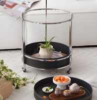 Table d'appoint mobile de luxe italienne avec plateau en cuir, table d'appoint moderne et minimaliste avec rangement
