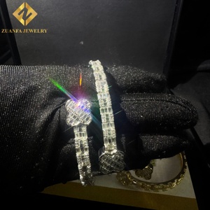 Lucky Four Leaf <b>Clover</b> DVVS1 moissanite <b>bracelets</b> bangles Baguette Pave Setting 925 silver bangle <b>bracelet</b> - Product Image 5
