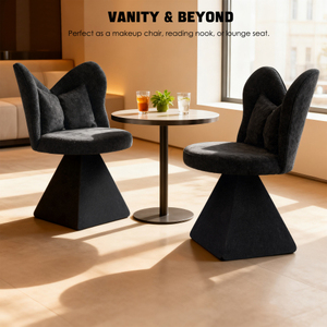 Chaise de maquillage moderne convertible avec dossier papillon, chaise pivotante d'appoint, chaise de salle à manger, tabouret de maquillage pour chambre à coucher et coiffeuse - Product Image 5