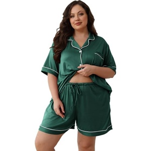 Conjunto de Pijama Corto de Manga Corta para Mujer, Textura Premium Minimalista, Ropa de Dormir Holgada, Personalizable - Product Image 5