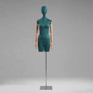 <span class=keywords><strong>Maniquíes</strong></span> de terciopelo coloridos para mujer, vestido de medio cuerpo para mujer, Torso ficticio envuelto en piel de venado con soporte de Metal de madera, 10 Uds., 5 uds. - Product Image 5