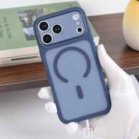 Coque de téléphone transparente mate à chargement magnétique sans fil pour iPhone 18 17 16 15 Pro Max en TPU PC, toucher doux, anti-traces de doigts, avec protection de l'objectif couleur