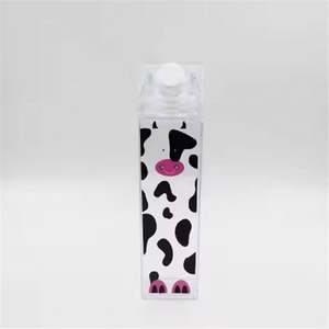 500ml 1000ml Cute Cartoon Milk Bottle Plastic <b>Clear</b> Transparent Leak-Proof Dishwasher Safe with <b>Lid</b> & Straw Party Use - Product Image 4
