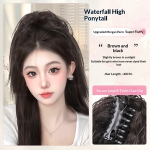 Perruque <span class=keywords><strong>queue</strong></span> de <span class=keywords><strong>cheval</strong></span> semi-nouée style latino-américain avec pince, effet volume hyper-cranien, sans cheveux naturels, pour un look tendance - Product Image 6