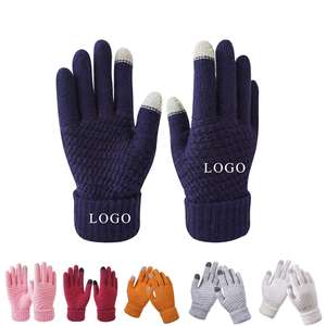 Guantes de punto jacquard de acrílico grueso con LOGO personalizado, para pantalla táctil, estilo liso y moderno, con borde suave, para invierno - Product Image 1