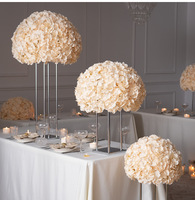 Grande boule de fleurs artificielles en hydrangea rouge de 80 cm, centre de table pour mariage, décoration de banquet d'hôtel coréen, vente en gros