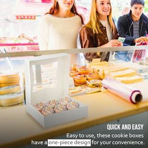 Caja para Pastel de <span class=keywords><strong>8</strong></span>*<span class=keywords><strong>8</strong></span>*2.5 Pulgadas, Empaque para Pastel con Ventana, Caja de Cartón Blanco, Caja de Papel Kraft para Galletas con Ventana Transparente - Product Image 4