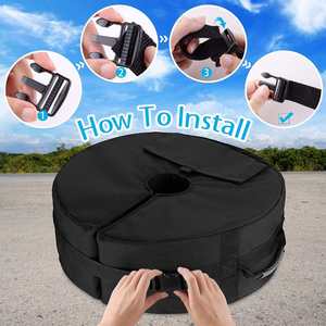 Bolsa de peso redonda para <span class=keywords><strong>base</strong></span> de sombrilla de patio, soporte para sombrilla de exterior, bolsas de arena con asa lateral resistente para jardín - Product Image 3