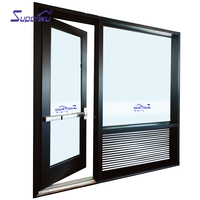 Porte de secours en aluminium Superwu avec barre anti-panique, double vitrage trempé, porte anti-panique avec fenêtre à persiennes PTAC