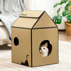 <b>Cardboard</b> <b>Cat</b> <b>House</b> with Scratch Pad & Catnip, <b>Cat</b> Play Scratching <b>House</b> for Indoor Hideaway Furniture Can Be Customized - Product Image 6